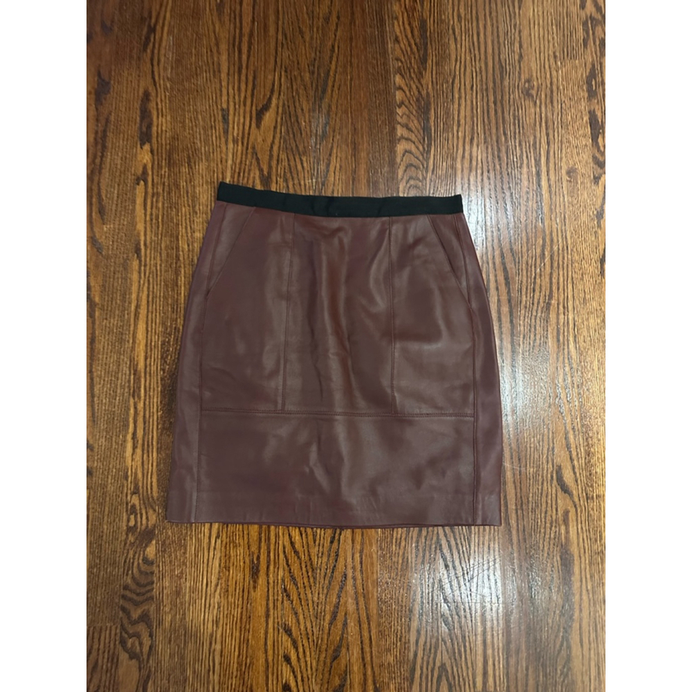 Women's Sandro Leather Mini Skirt Size S Burgundy